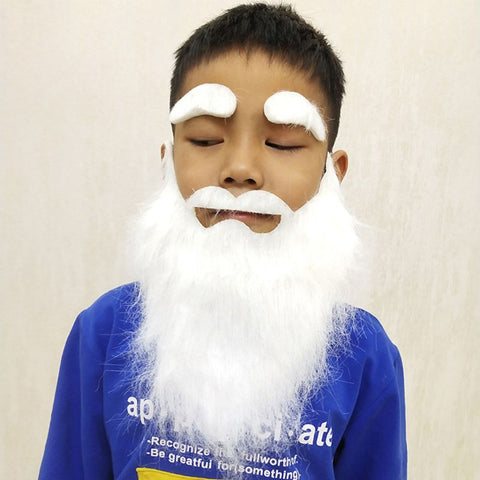 White Funny Mustache Fake Beard Eyebrows Children